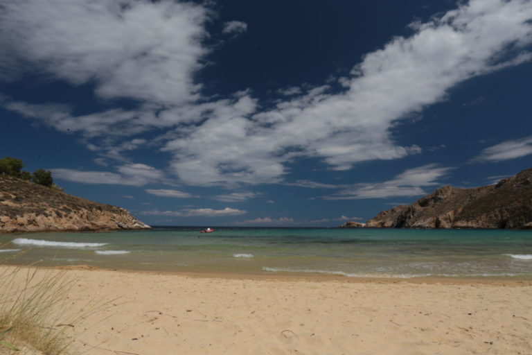 View of the beach at Psili Ammos Serifos Cyclades Greece