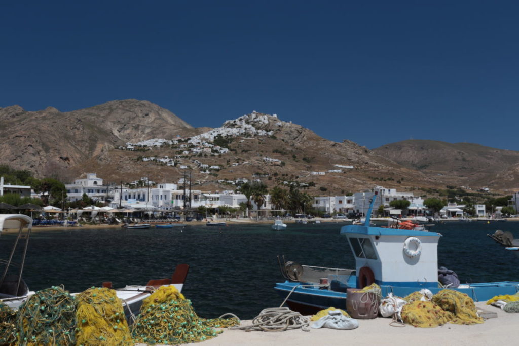 View of the Chora from Livada Serifos Cyclades Greece